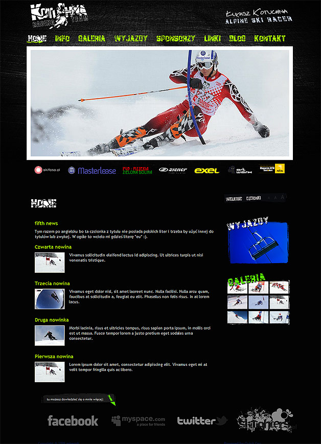 strona www Kotuchna Racing Team - Adobe Photoshop, Quick CMS